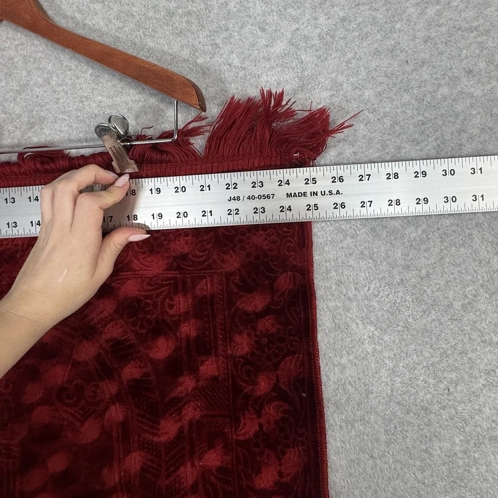 Turkish Islamic‎ Prayer Rug Red Velvet Mosque Motif Fringe Wall Art